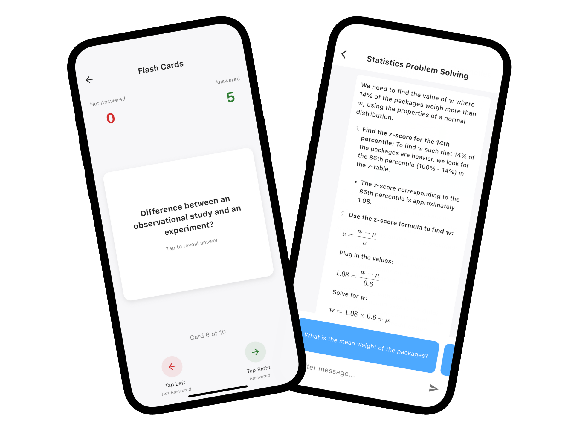 Statistics AI: Statikia app interface showing problem scanning and step-by-step solutions