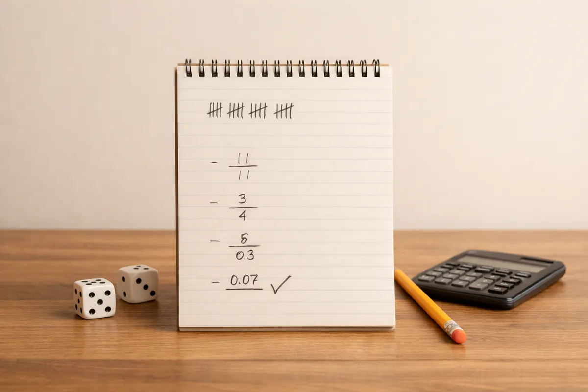 Statistics AI worked example showing the how to calculate probability method step by step with the check at the end