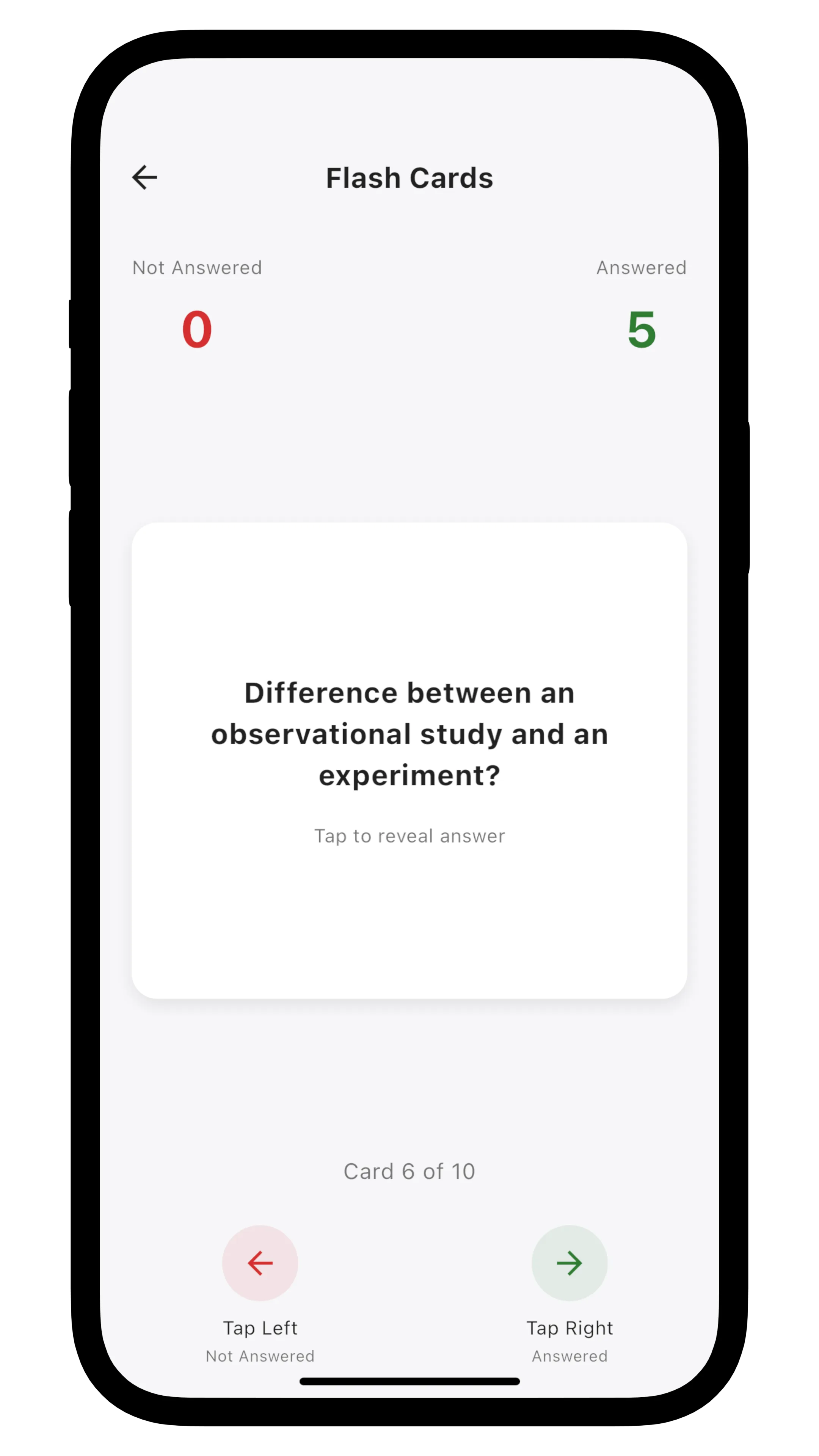 Using statistics flashcards for learning